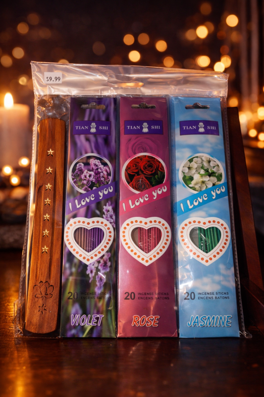 Tian Shi “I Love You” Floral Incense Gift Set – Violet, Rose & Jasmine