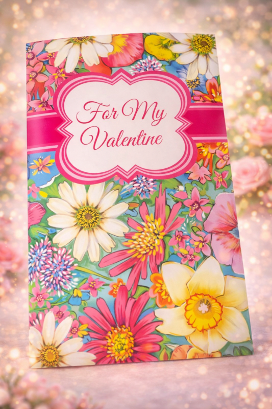 Colorful Floral “For My Valentine” Greeting Card