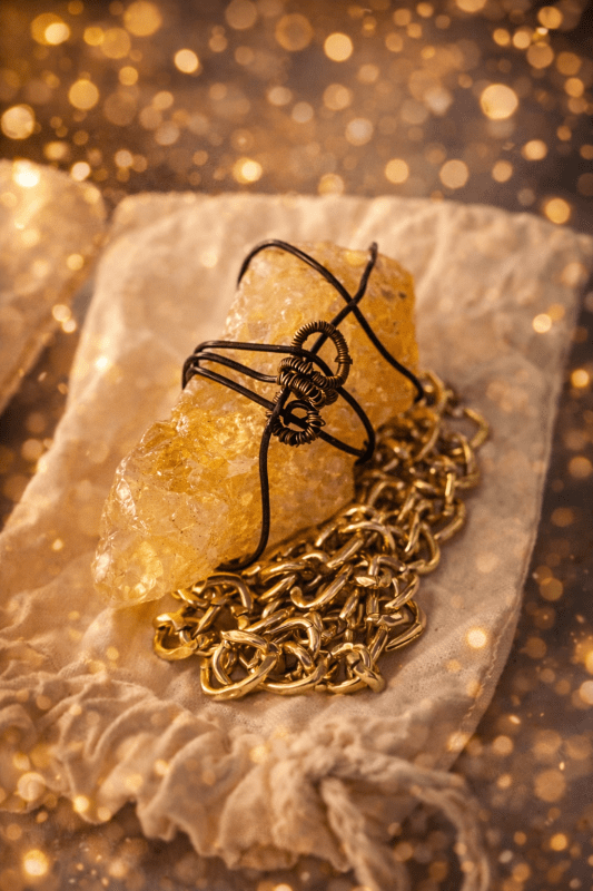 Raw Citrine Crystal Wrapped Pendant
