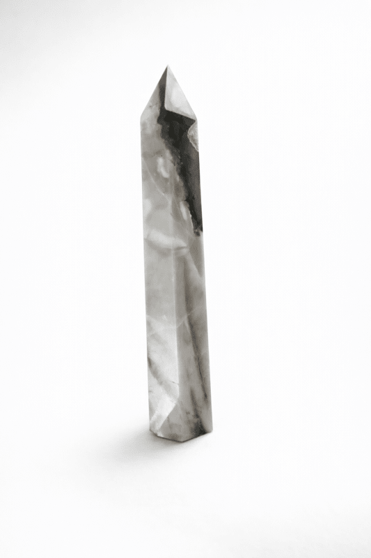 Grey and Black Agate Crystal Wand
