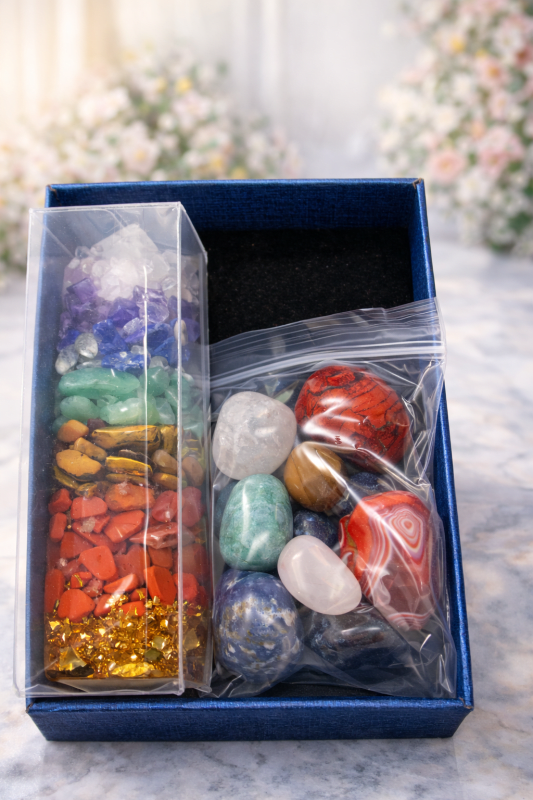 9-Piece Natural Gemstone Crystal Pillar Set