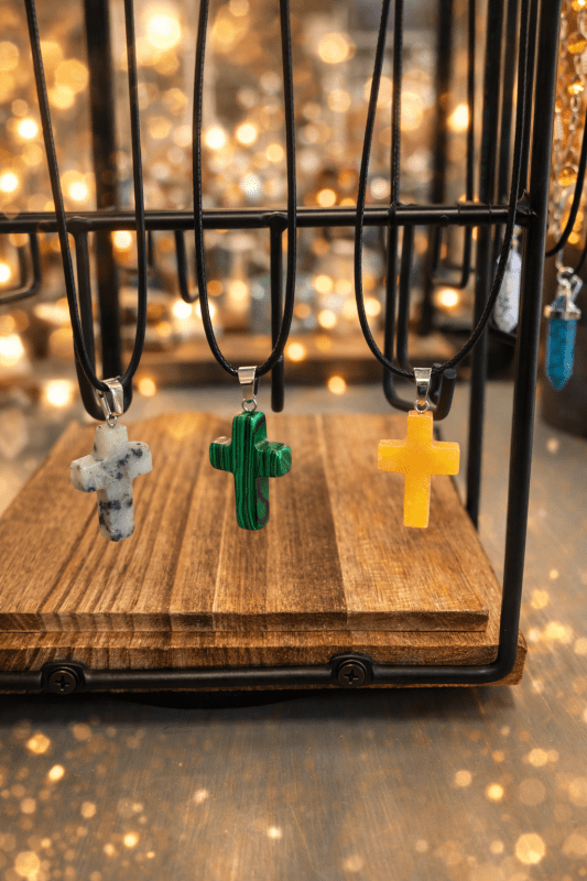 Natural Stone Cross Pendants