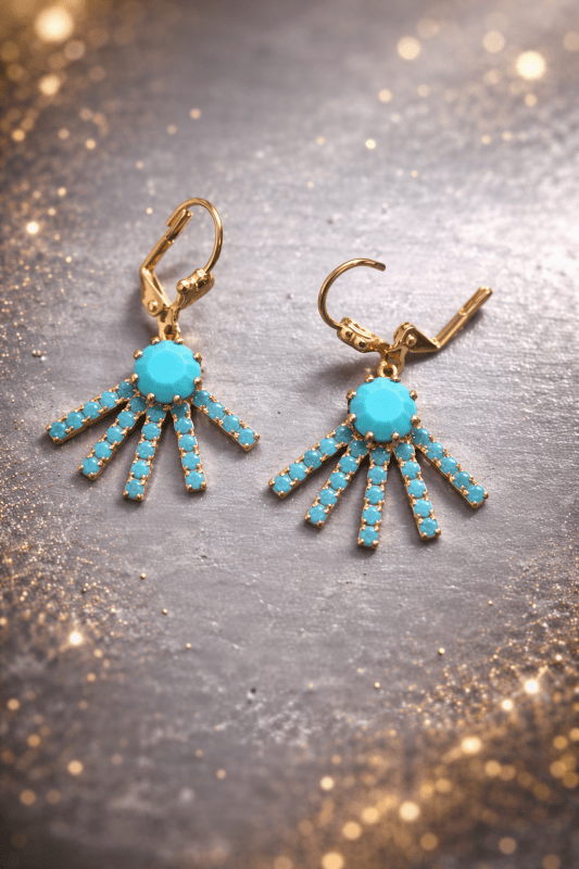 Turquoise Sunburst Drop Earrings