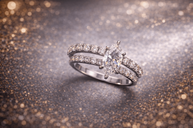 Marquise Mossianite Bridal Ring Set