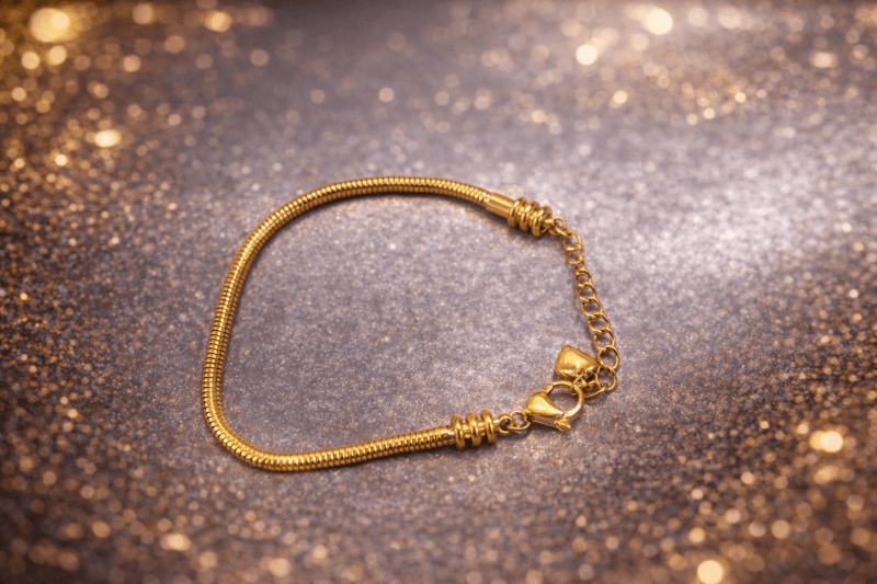 Gold Snake Chain Charm Bracelet