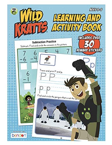 PBS Kids Wild Kratts Educational Early Learning Workbook with Stickers Ages 3-5