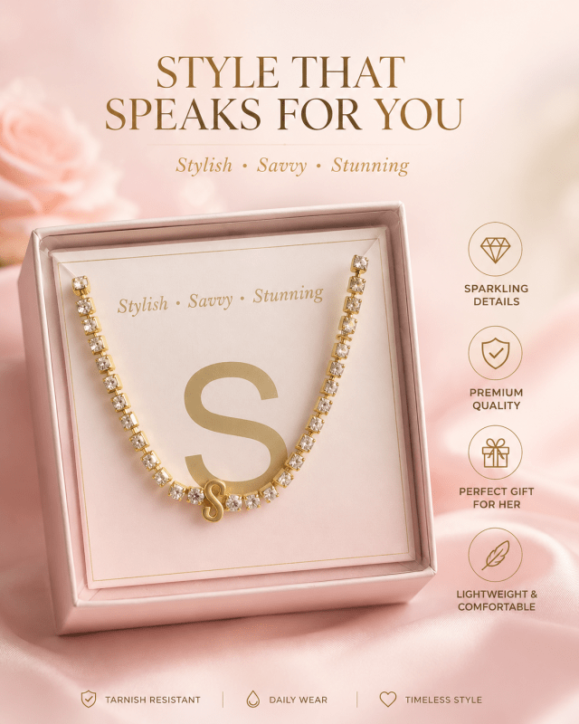 S Crystal Necklace