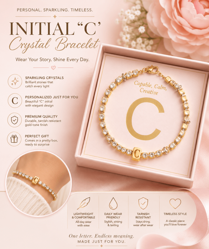 C Crystal Charm Necklace