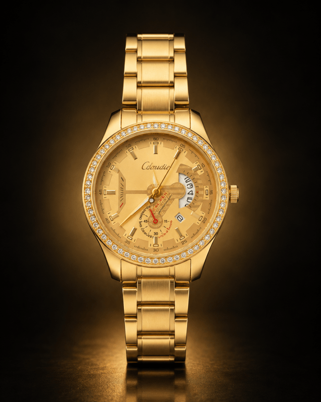 Cardior Gold-Tone Crystal Bezel Watch