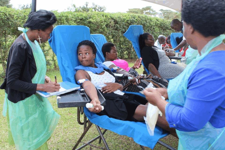 Blood donation at the clinic