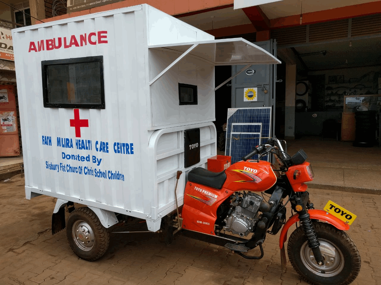 Motorcycle ambulance donated to Faith Mulira Health Care Centre