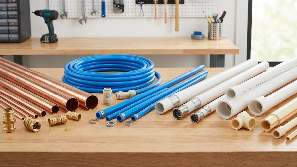 Verschillende materialen voor waterleiding - koper, PEX en meerlagenbuis