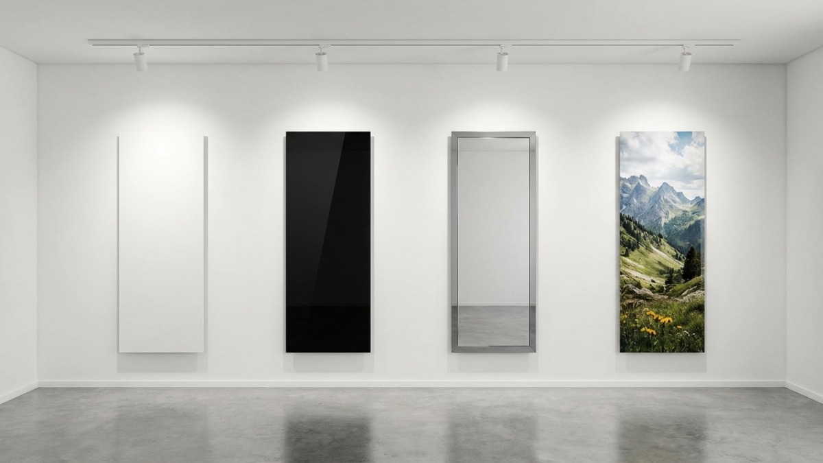 Soorten infrarood panelen - staal, glas, spiegel en fotoprint