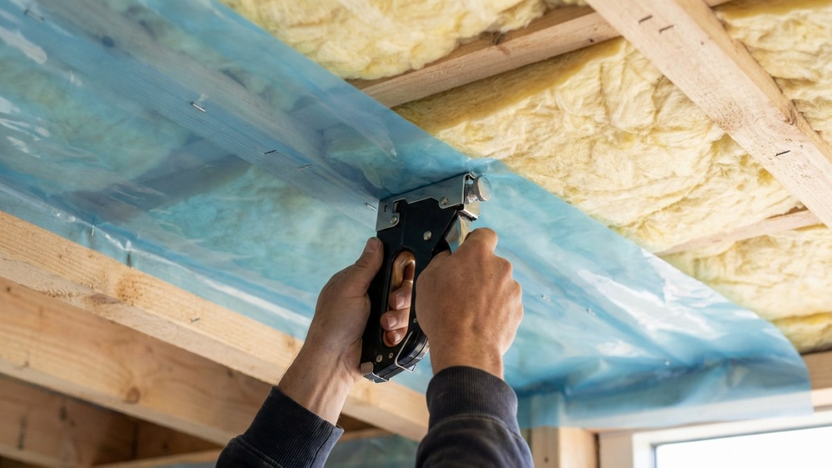 Dampscherm aanbrengen voor plafondisolatie