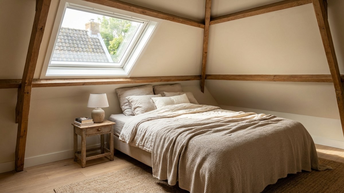 Bewoonde zolder met geïsoleerde schuine wanden