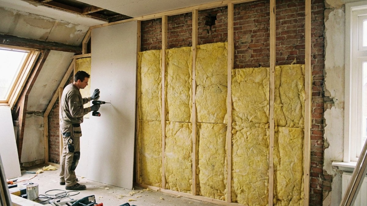 Binnenmuurisolatie met voorzetwand en minerale wol