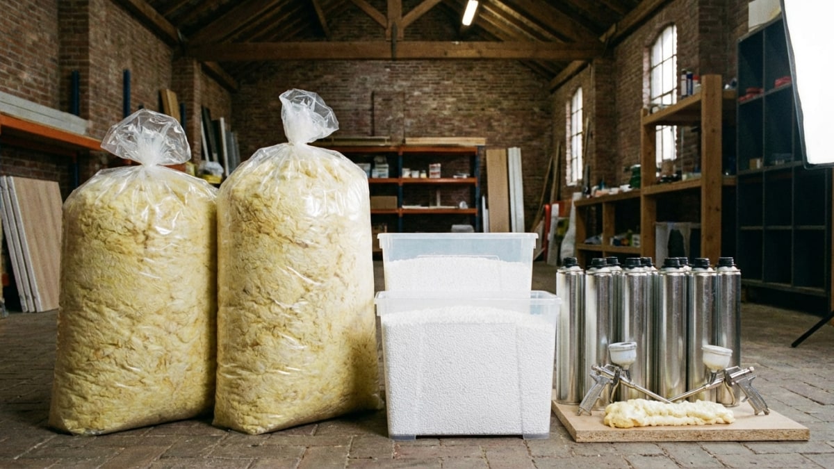 Spouwmuurisolatie materialen - glaswol, EPS-parels en PUR-schuim