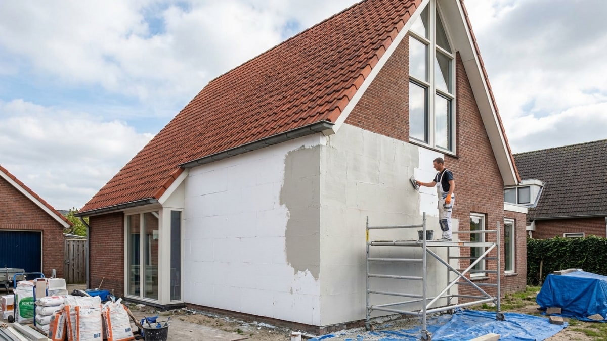 Buitengevelisolatie afwerking met stucwerk