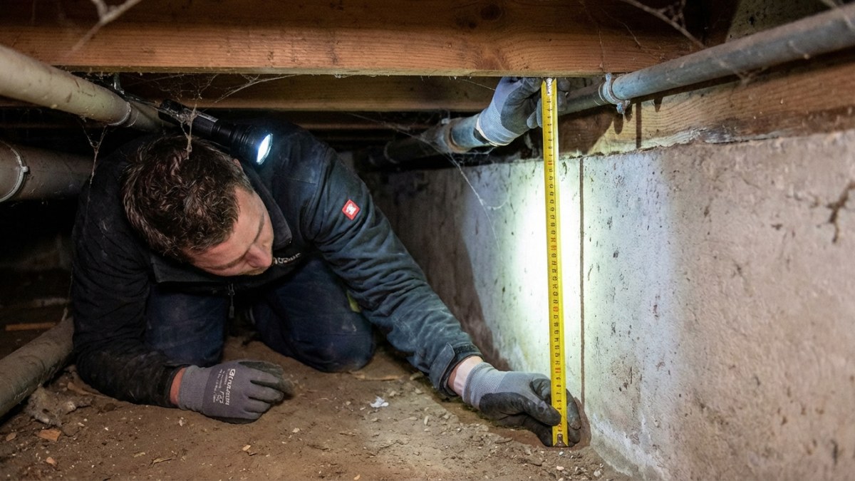 Kruipruimte hoogte meten - minimaal 35-50 cm nodig voor isolatie