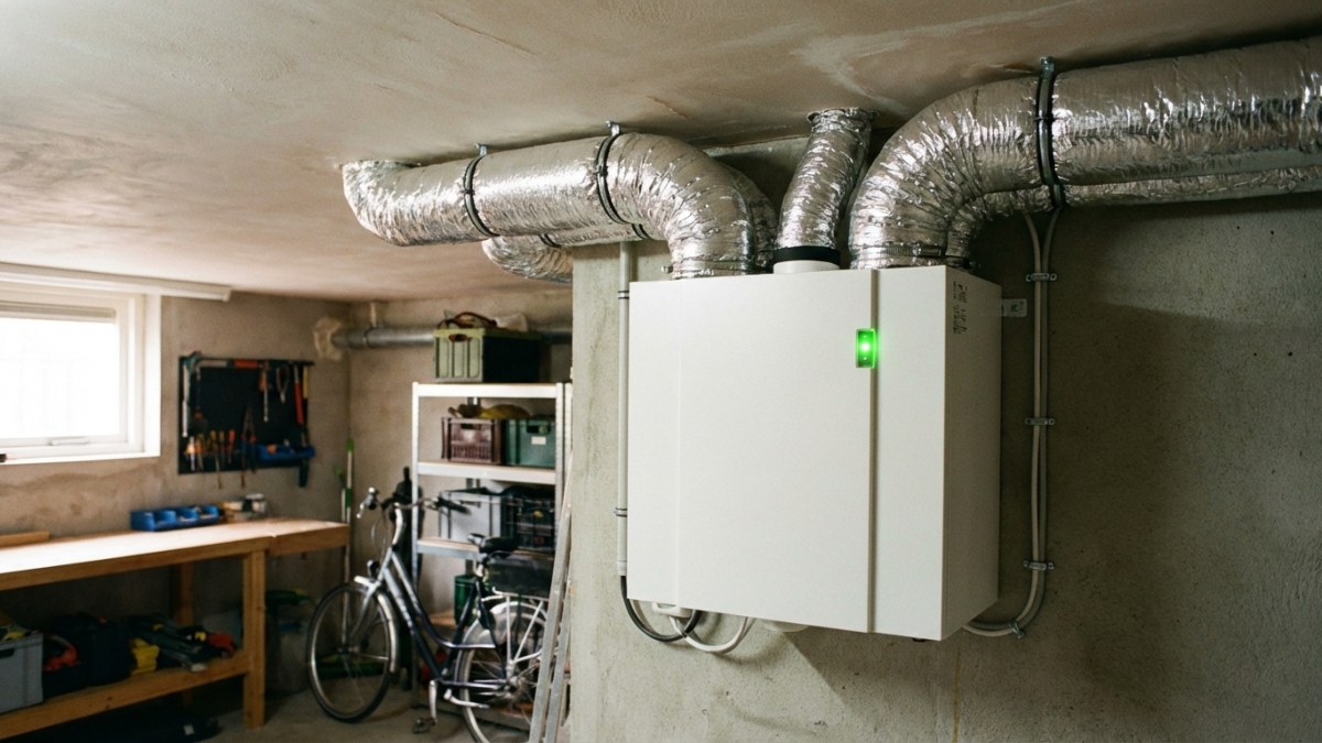 Mechanische ventilatiebox in bijkeuken - systeem C installatie