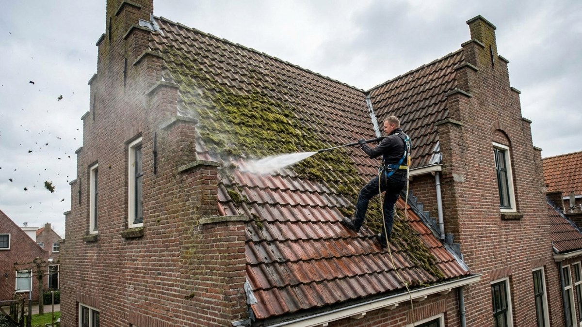 Dakpannen reinigen en mos verwijderen