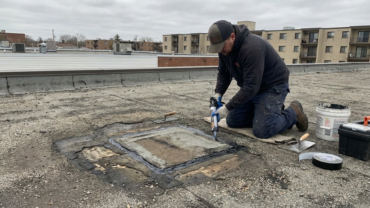 Lekkage repareren aan dak met loodslab