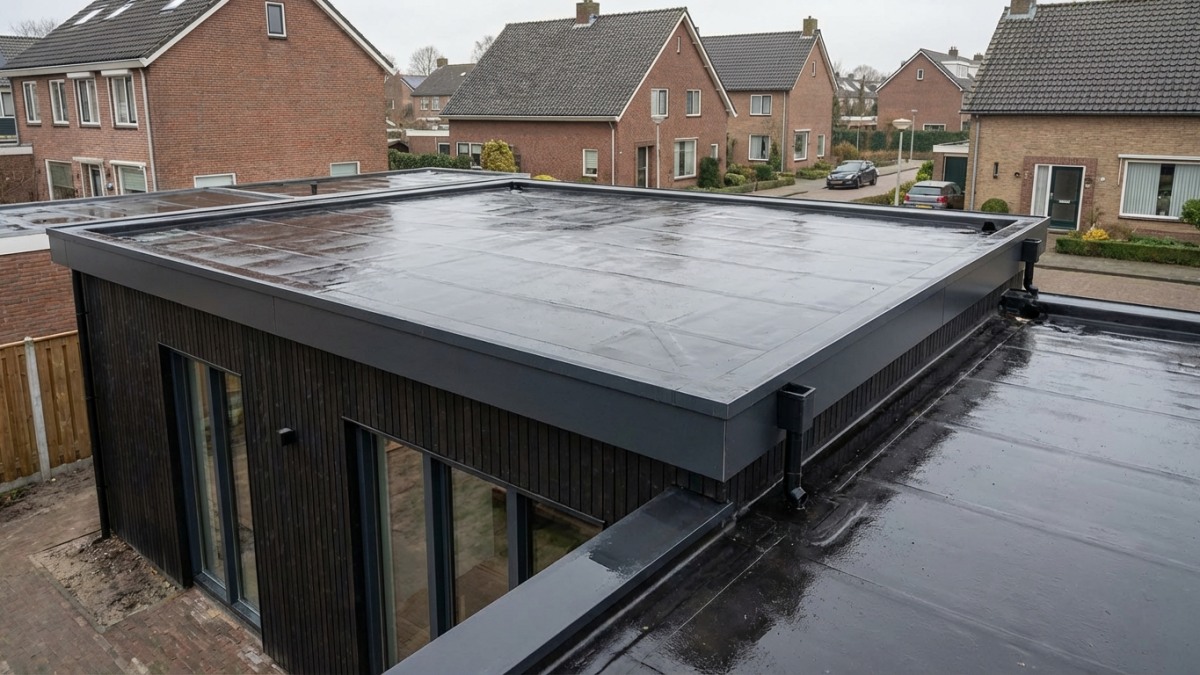 EPDM plat dak met goede afwatering