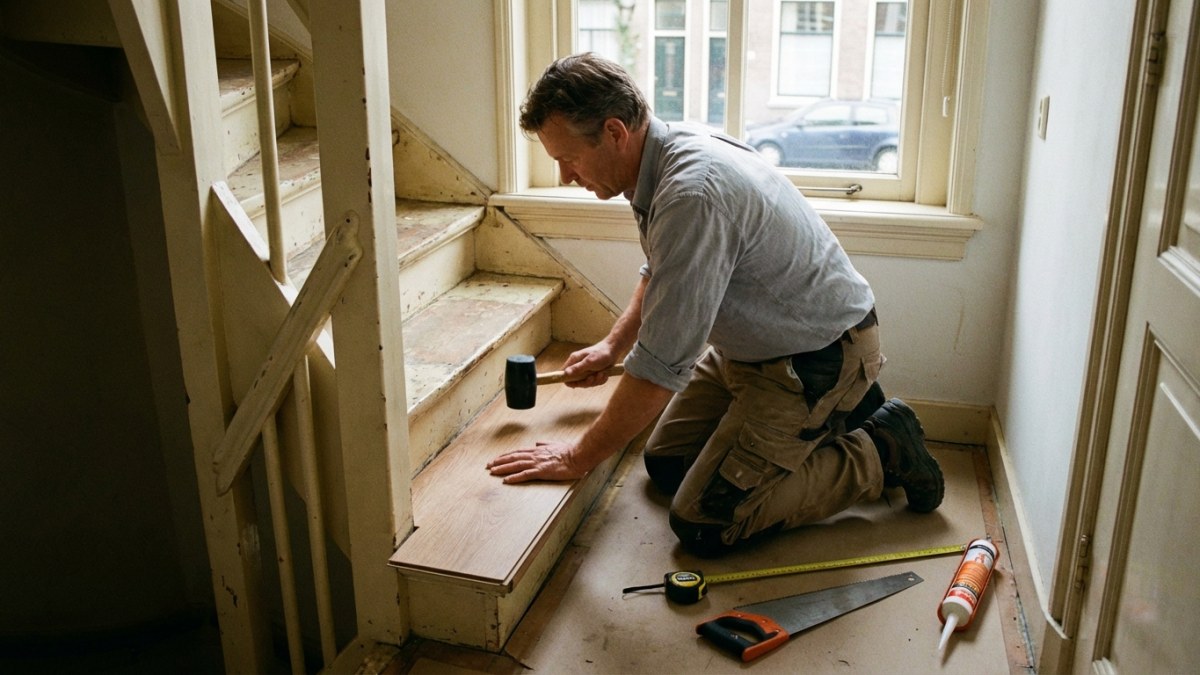 Trap bekleden zelf doen - overzettreden plaatsen