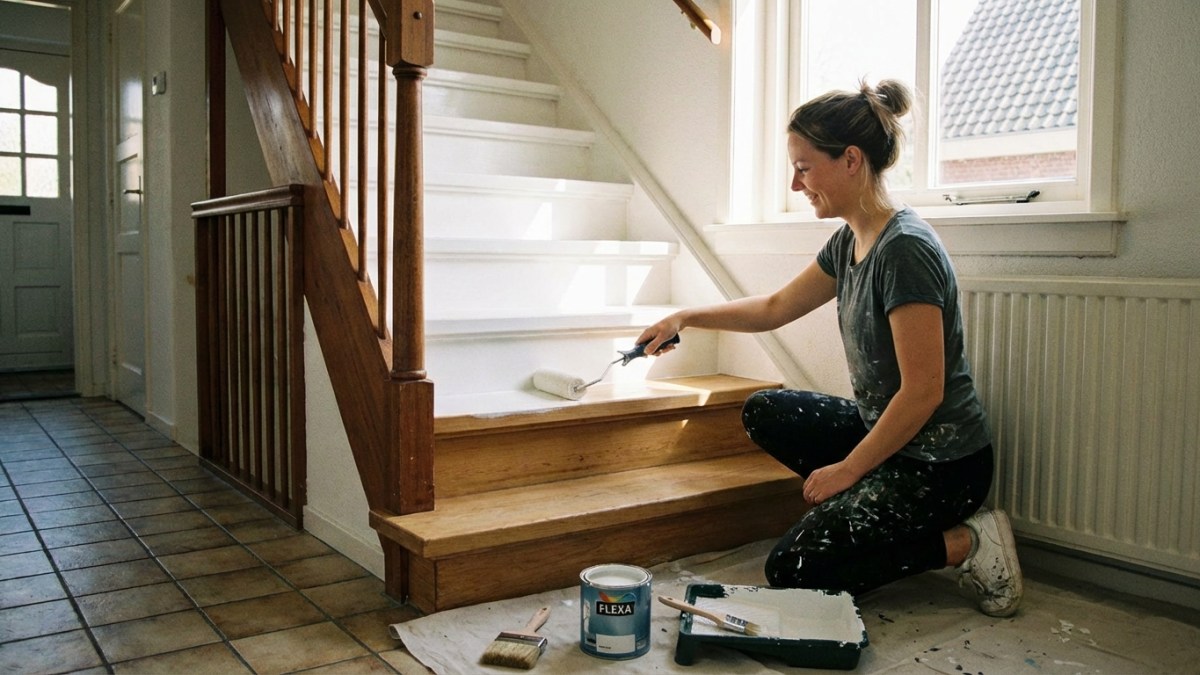 Trap lakken met roller - witte traplak aanbrengen