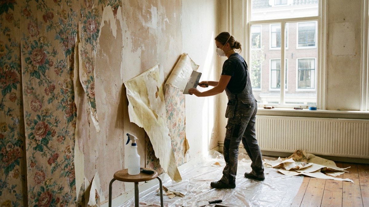 Behang verwijderen - oud behang van muur schrapen