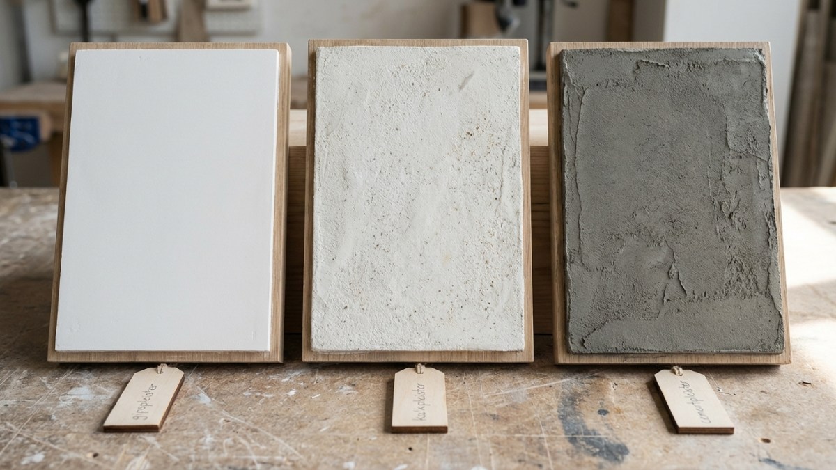 Pleister soorten vergelijken - gips, kalk en cement textuur