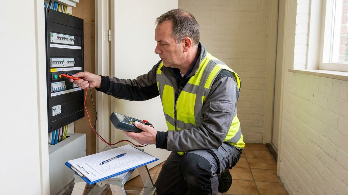 NEN 1010 keuring - inspecteur controleert elektrische installatie