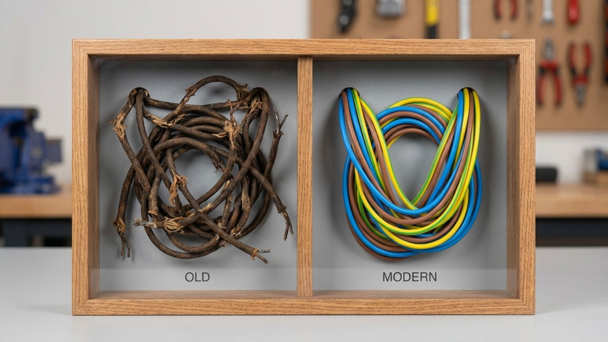 Oude textielen bedrading versus moderne koperen bekabeling