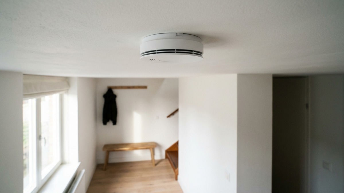 Rookmelder aan plafond in hal