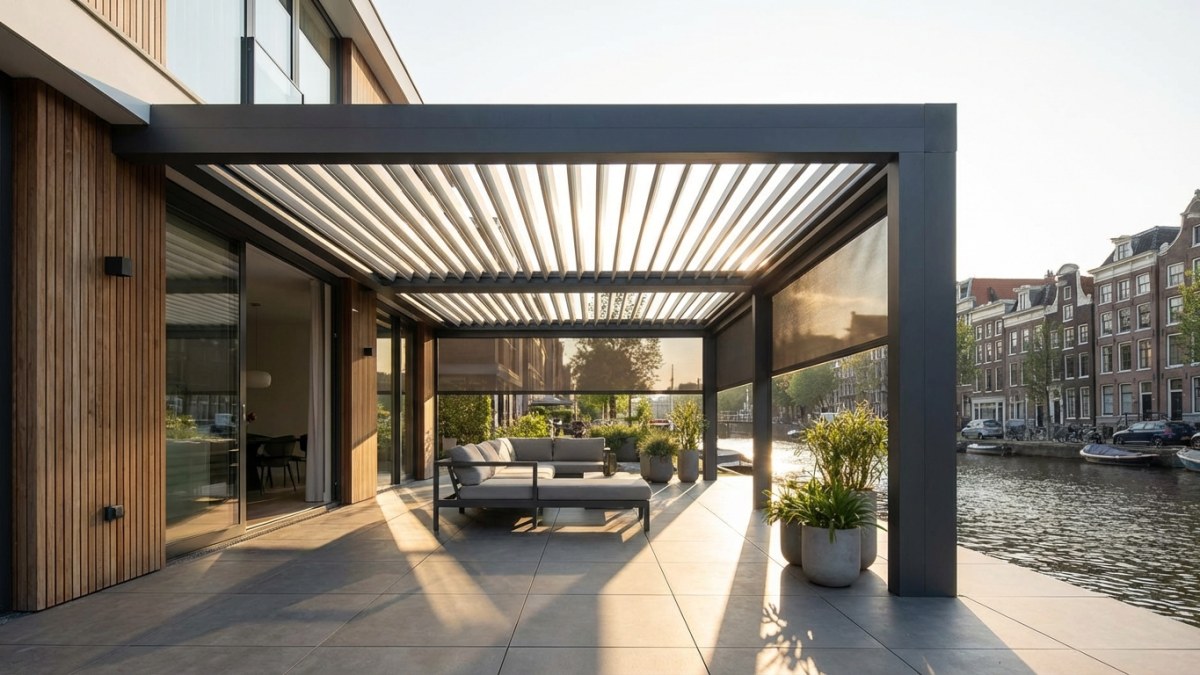 Lamellendak overkapping met verstelbare lamellen