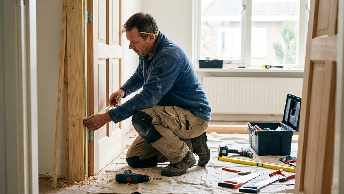 Klusjesman installeert binnendeur