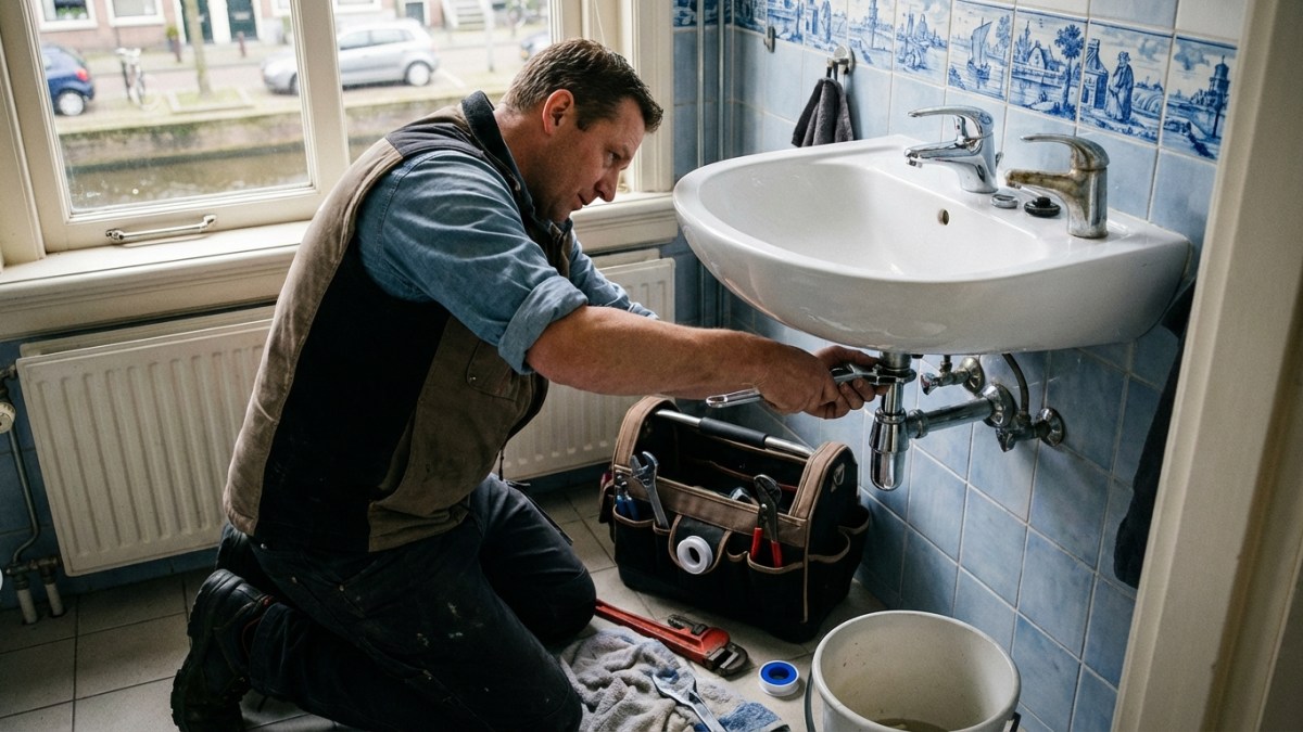 Loodgieter vervangt badkamerkraan