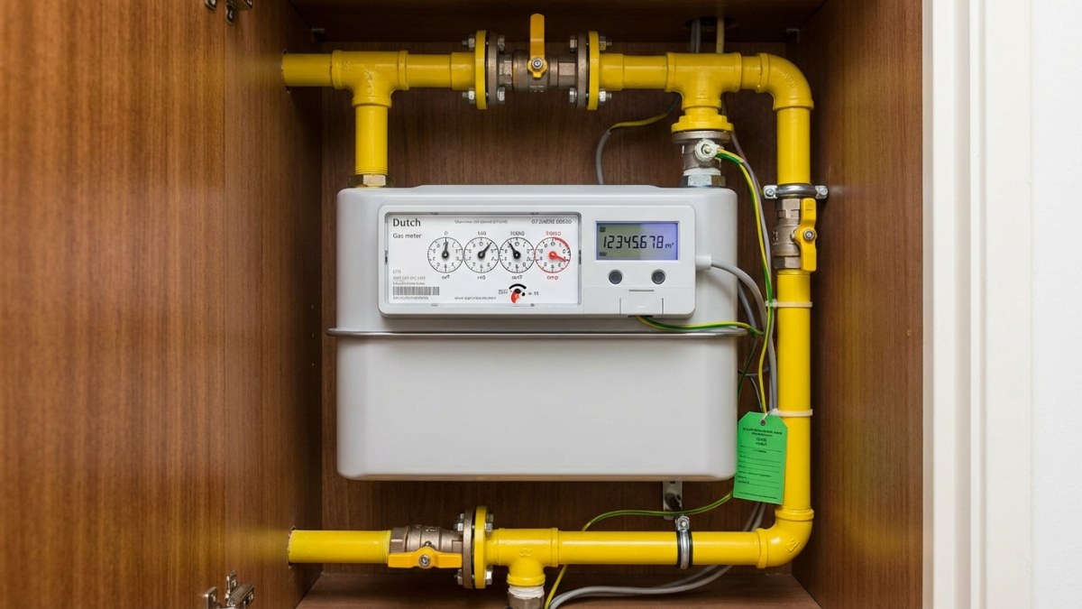 Gasmeter toont gasverbruik in kubieke meters