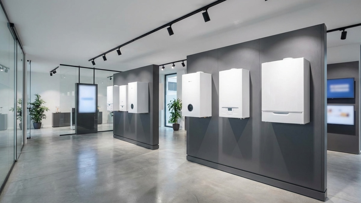 CV ketel merken in showroom