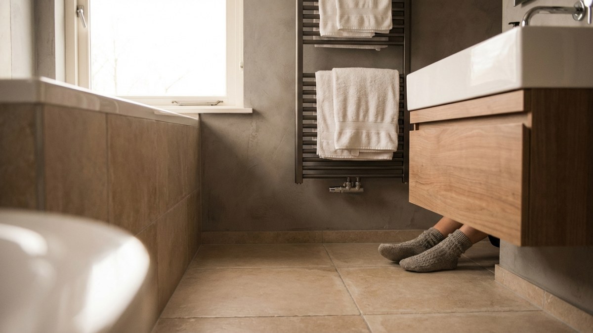 Ideale combinatie vloerverwarming en handdoekradiator in badkamer