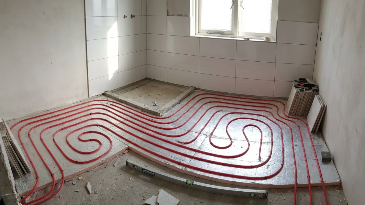 Vloerverwarming aanleggen in badkamer - leidingen voor dekvloer