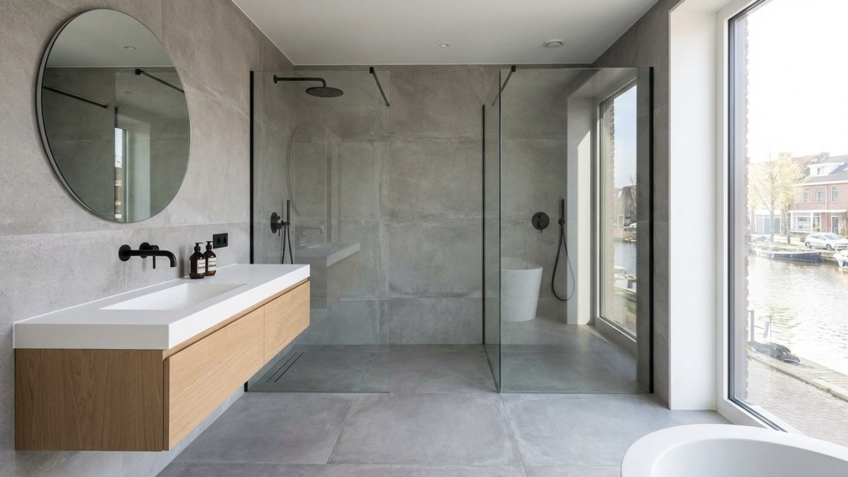 Moderne minimalistische badkamer met strakke lijnen