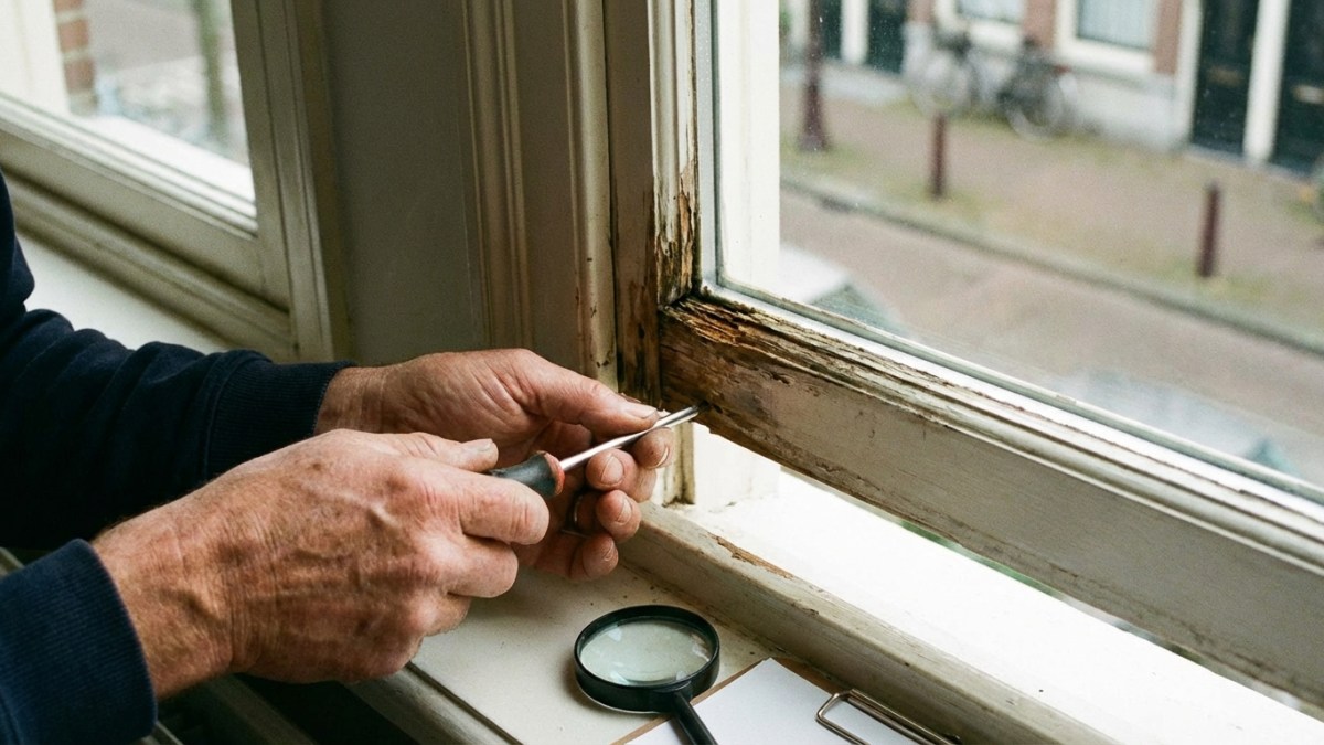 Kozijn controleren op houtrot voor glasvervanging
