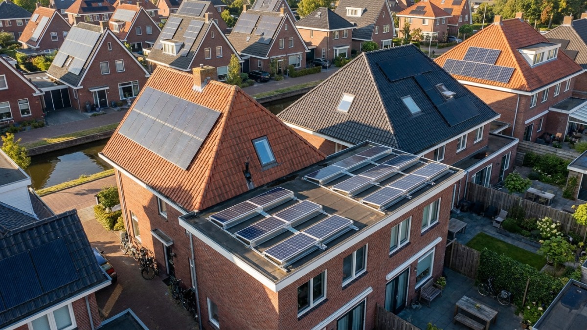 Zonnepanelen op verschillende daktypen