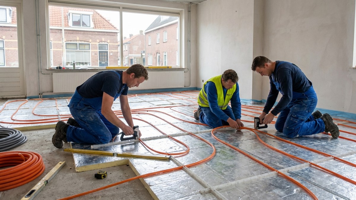 Vloerverwarming installatiekosten - professionals leggen leidingen