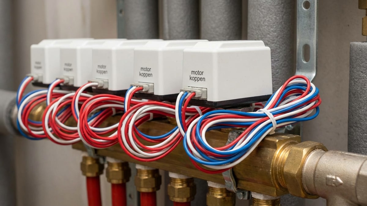Vloerverwarming regelcomponenten - actuatoren op verdeler