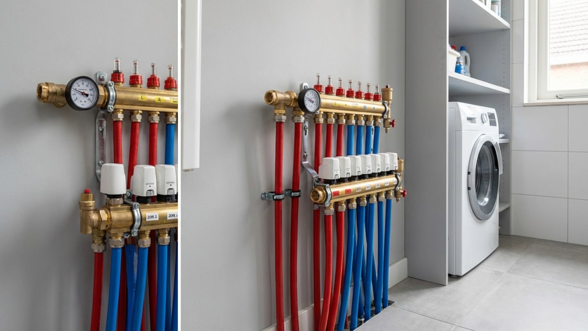 Vloerverwarming verdeler met meerdere groepen