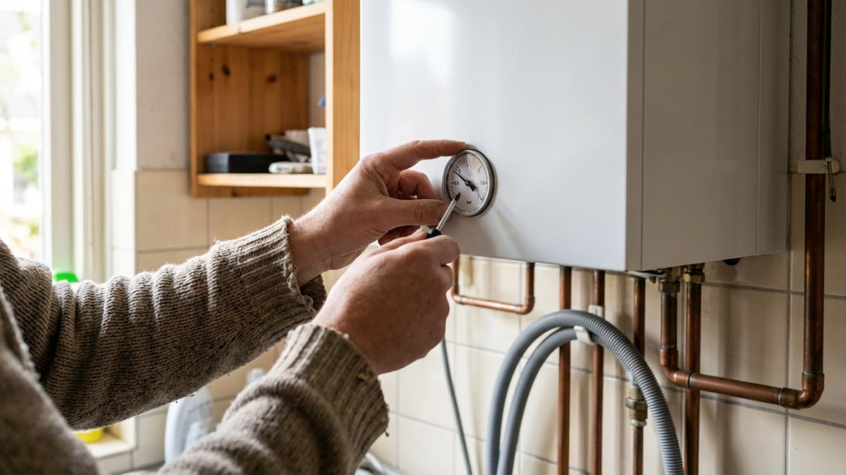 CV ketel waterdruk controleren op manometer