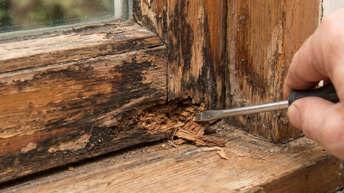 Houtrot herkennen bij houten kozijnen - vervallen hout