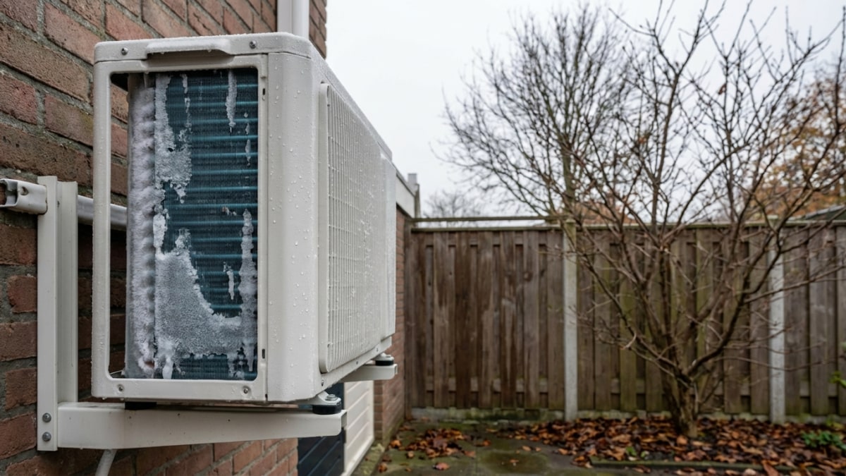 Airco buitenunit haalt warmte uit buitenlucht - warmtepomp werking